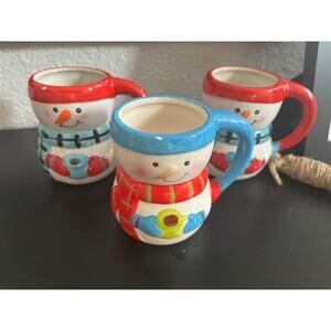 Snowman Mug Bay Island Set of 3 Coffee Cocoa Mugs His and Hers